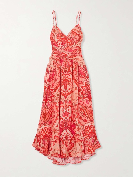 FARM Rio Dresses & Skirts - FARM Rio Red Jaipur Crossover Euroflax Linen Maxi Dress Size Small NWT